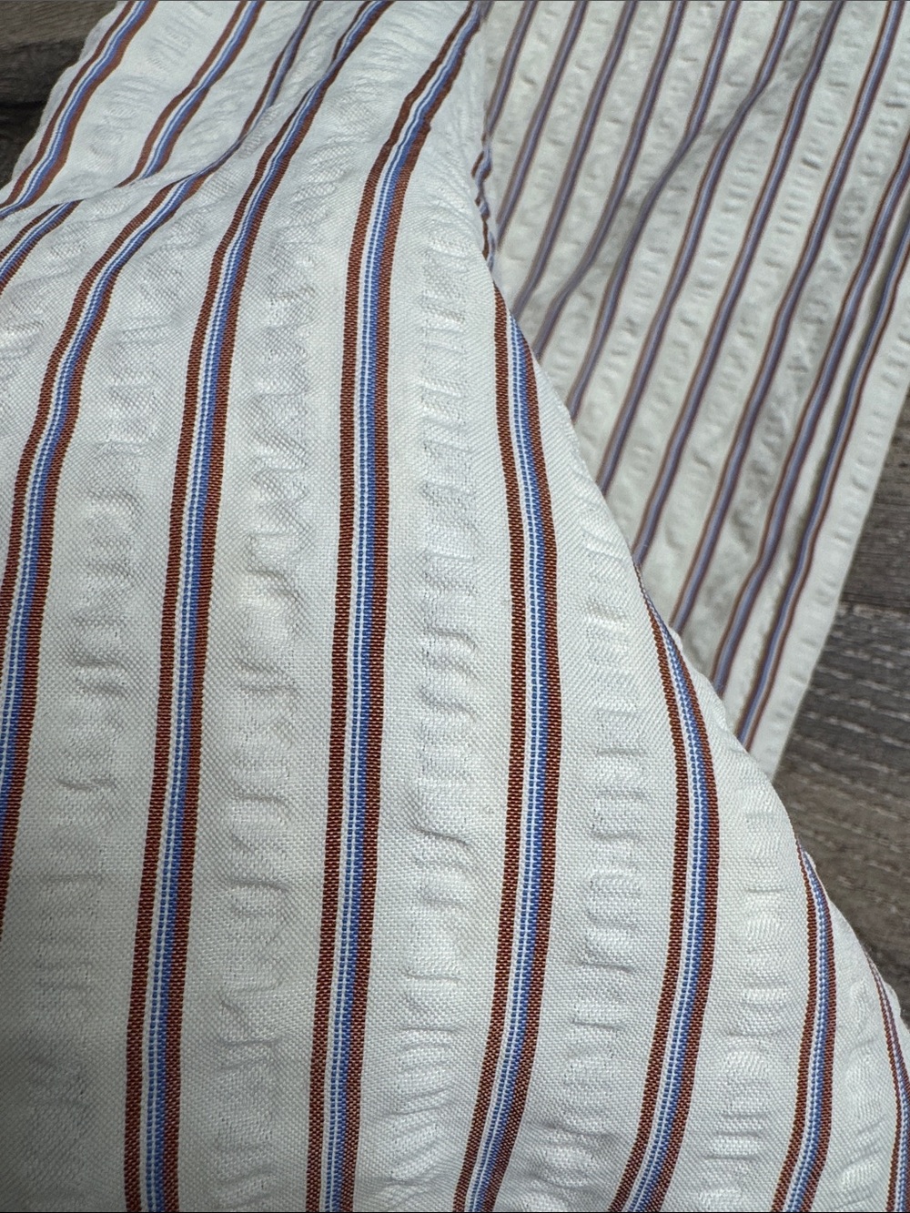 Striped Wide-Leg Drawstring Pants - Cream W/ red and blue stripes 1281 - Picture 2 of 3